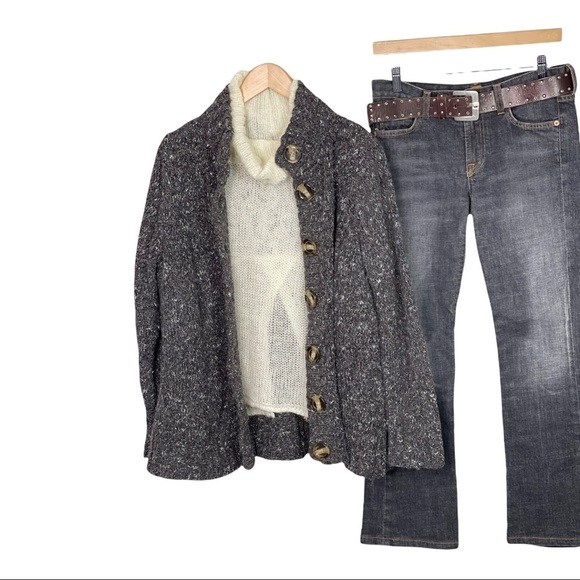 Charter Club Women’s Wool Gray Tweed Cardigan 1X - Picture 4 of 11